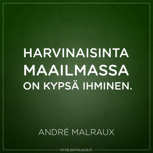 "Harvinaisinta maailmassa on kypsä ihminen." — André Malraux