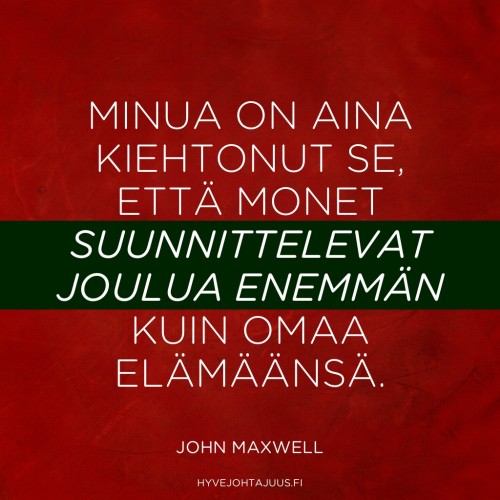 Minua on aina kiehtonut se, että monet suunnittelevat joulua enemmän kuin omaa elämäänsä. — John Maxwell