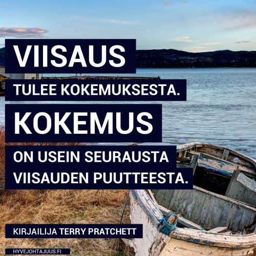 Viisaus tulee kokemuksesta. Kokemus on usein seurausta viisauden puutteesta. — Kirjailija Terry Pratchett
