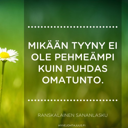 Mikään tyyny ei ole pehmeämpi kuin puhdas omatunto. — Ranskalainen sananlasku